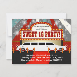 Invitation White Limo Movie Star Sweet 16 Party