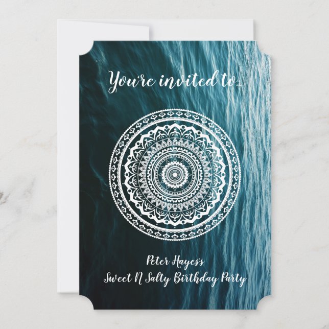Invitation White Mandala Laissez la mer vous libérer (Devant)
