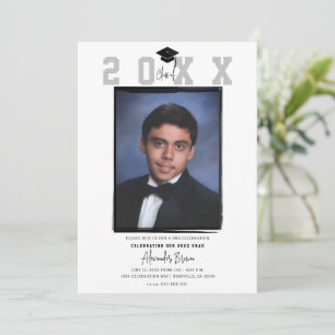 Invitation White Minimal tendance Photo Graduation Party
