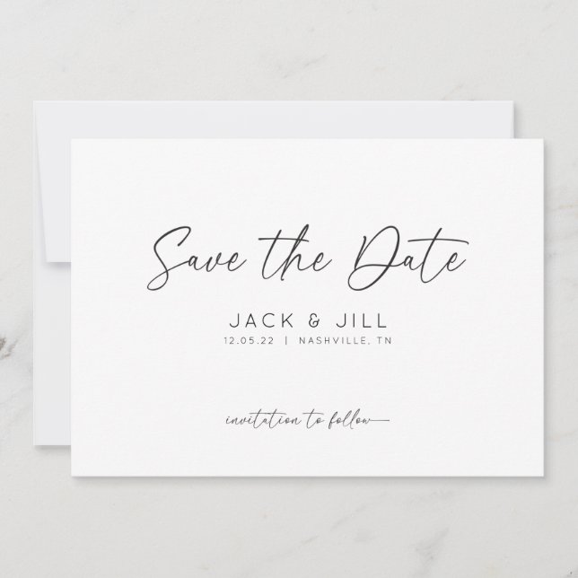 Invitation White Minimalist Enregistrer L'Invitation Date (Devant)