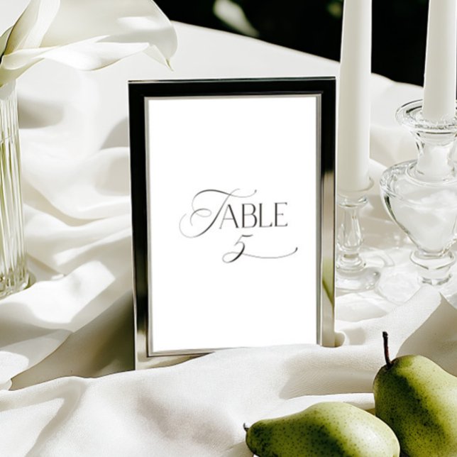 Invitation White Modern Classic Calligraphy Table Number (This design is not editable. All table numbers can be found in the collection on this page.)