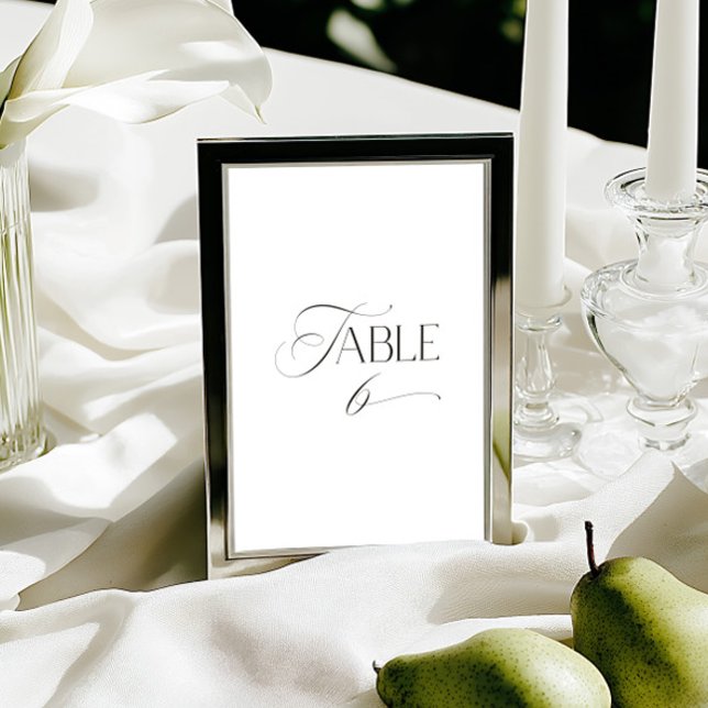 Invitation White Modern Classic Calligraphy Table Number (This design is not editable. All table numbers can be found in the collection on this page.)