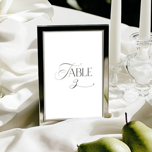 Invitation White Modern Classic Calligraphy Table Number (This design is not editable. All table numbers can be found in the collection on this page.)