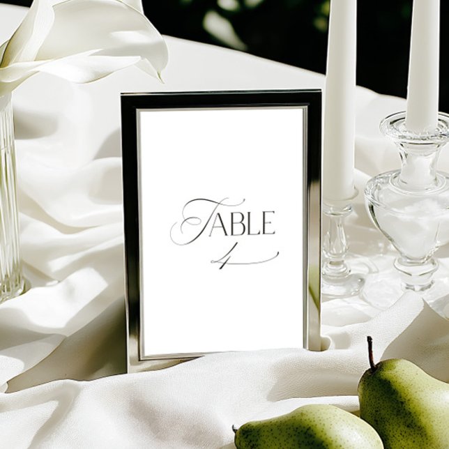 Invitation White Modern Classic Calligraphy Table Number (This design is not editable. All table numbers can be found in the collection on this page.)