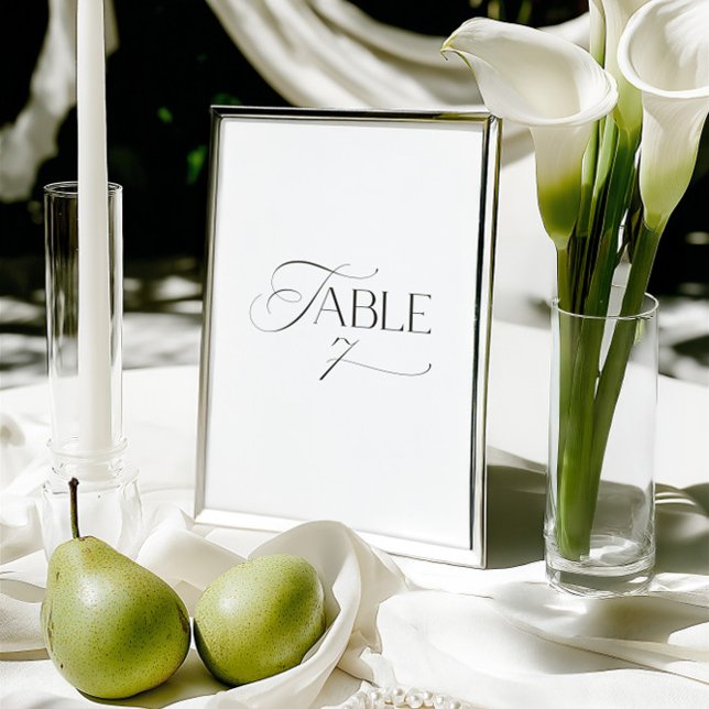 Invitation White Modern Classic Calligraphy Table Number (This design is not editable. All table numbers can be found in the collection on this page.)