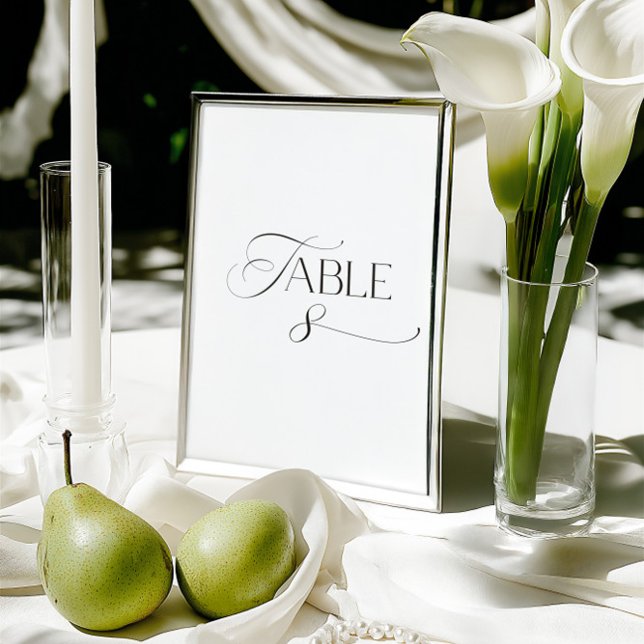 Invitation White Modern Classic Calligraphy Table Number (This design is not editable. All table numbers can be found in the collection on this page.)
