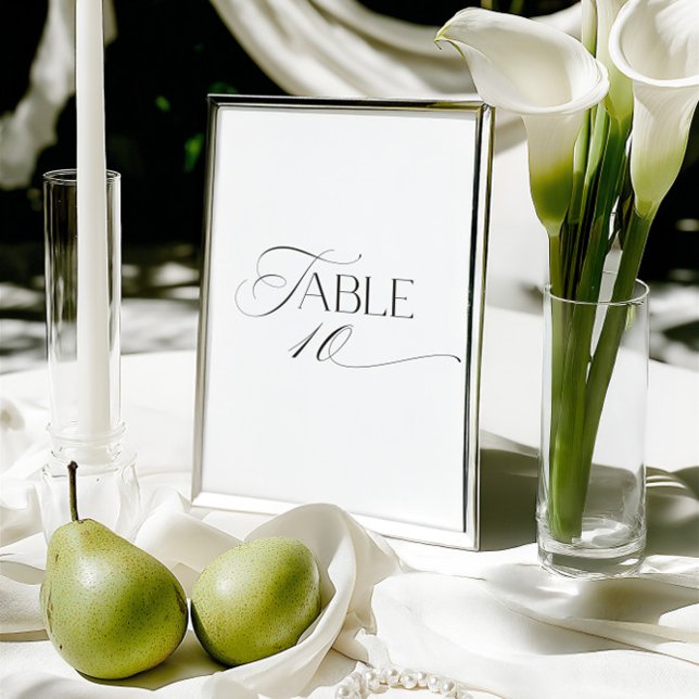 Invitation White Modern Classic Calligraphy Table Number (This design is not editable. All table numbers can be found in the collection on this page.)