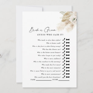 Invitation White Pampas Devine Qui A Dit Qu'Il Douche Jeu