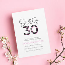 White Pink Dirty Trente Anniversaire Fête Invitati