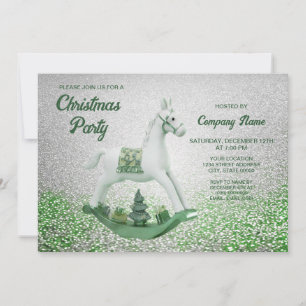 Invitation White Rocse Cheval Vert Noël Fête de Noël