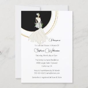 Invitation White rose mariée or accent douche nuptiale