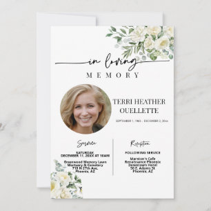 Invitation White Roses Boho Funeral Service Photo