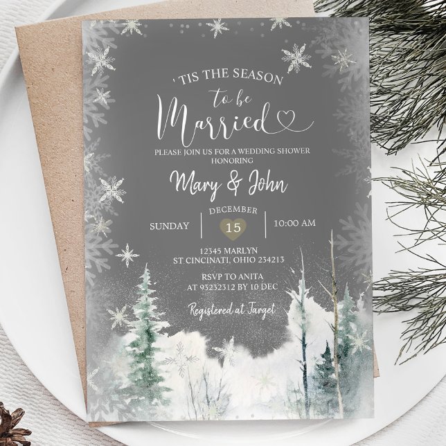 Invitation White Snowflakes C'est la saison pour se marier (Créateur téléchargé)
