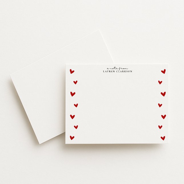 Invitation White Valentine Heart Border Note Card (Créateur téléchargé)