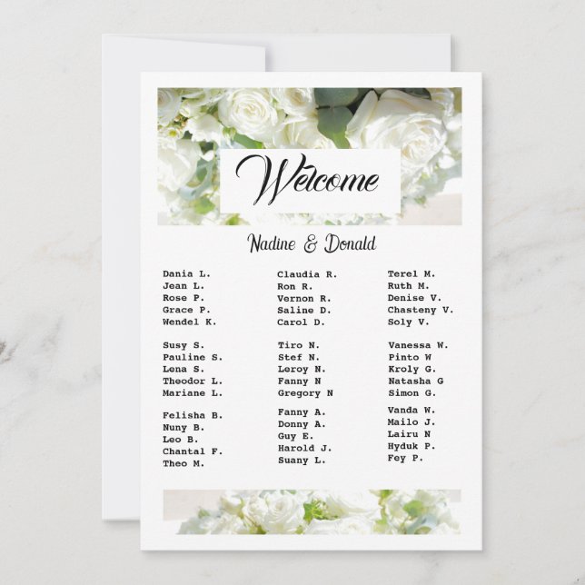 Invitation White Wedding Greenery Downloadable Seating Chart (Devant)