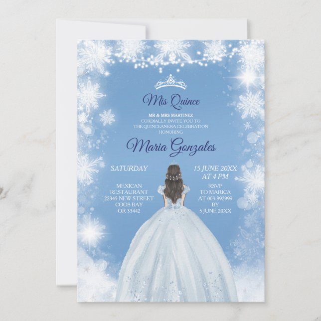 Invitation White Winter Holiday Mexicaine Sweet 16e anniversa (Devant)