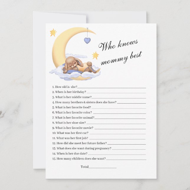 Invitation Who knows mommy best.  (Front)
