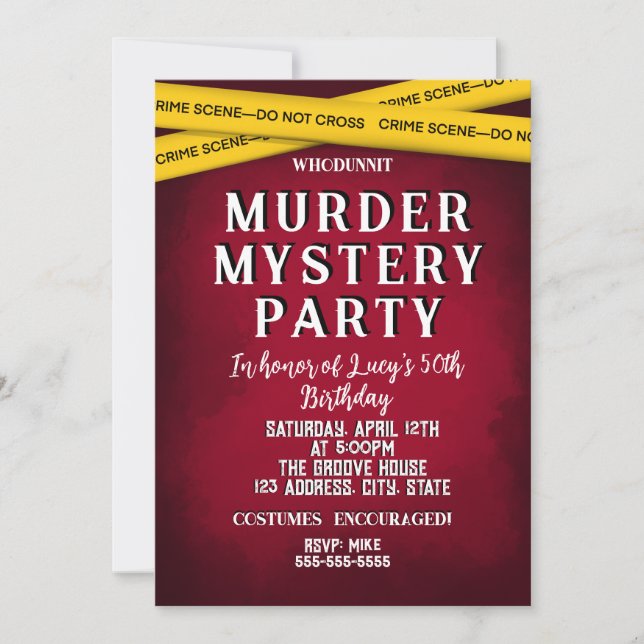 Invitation whodunit meurtre mystère sanglante fête 40e 50e 60 (Devant)
