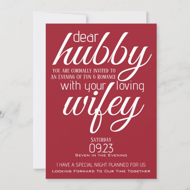 Invitation Wifey Demande À Hubby Out (Devant)