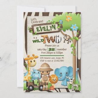 Invitation Wild 1st, 2nd and 3rd Birthday Girl