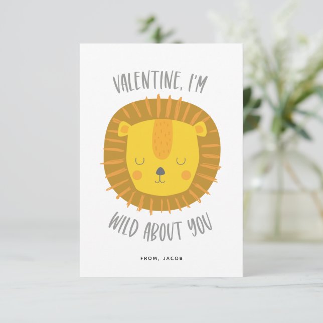 Invitation Wild about you Valentine Card blanc (Debout devant)