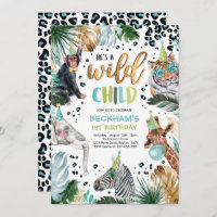 Wild Child Boy Safari Animaux Anniversaire
