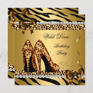 Invitation Wild Diva Leopard Zebra Hi Heels Anniversaire Part