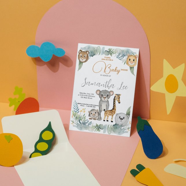 Invitation Wild drôle Safari Animaux Baby showers garçons (Créateur téléchargé)