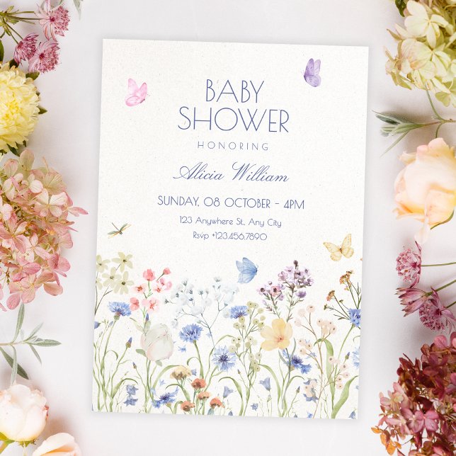 Invitation Wild flowers baby shower (Créateur téléchargé)