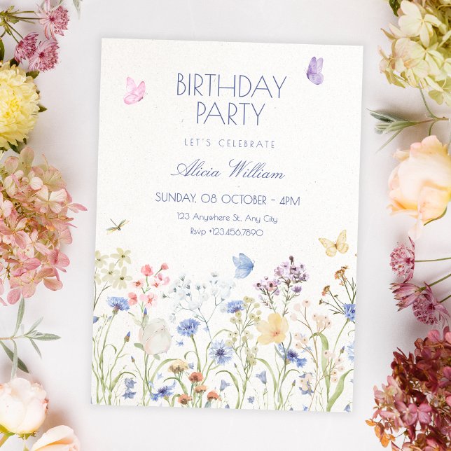 Invitation Wild flowers birthday (Créateur téléchargé)
