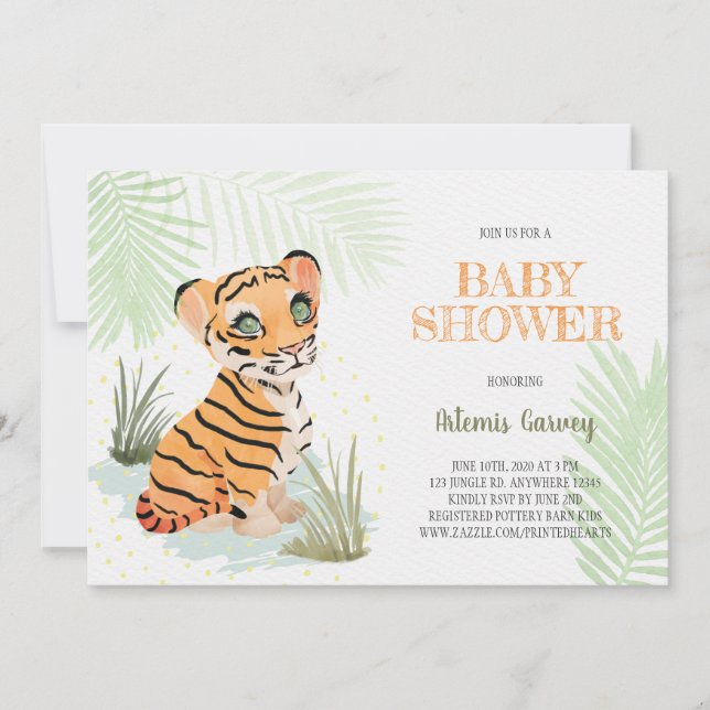 Invitation Wild & Free - Jungle Tiger Baby shower (Devant)