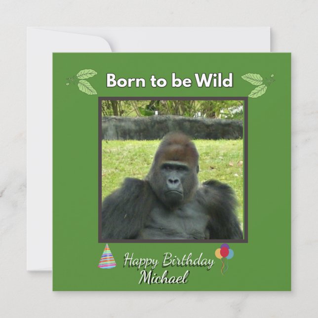 Invitation Wild Gorilla Birthday Jungle Theme (Devant)