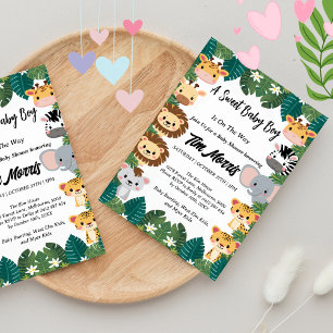 Invitation Wild Jungle Safari bébé garçon douche