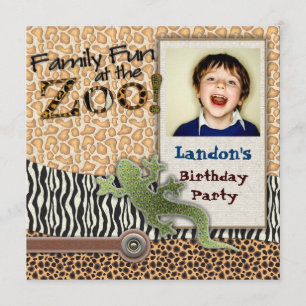 Invitation Wild Lizzard Safari Zoo Anniversaire Photo Invitat
