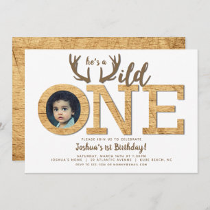 Invitation Wild One 1st Birthday Boy Photo