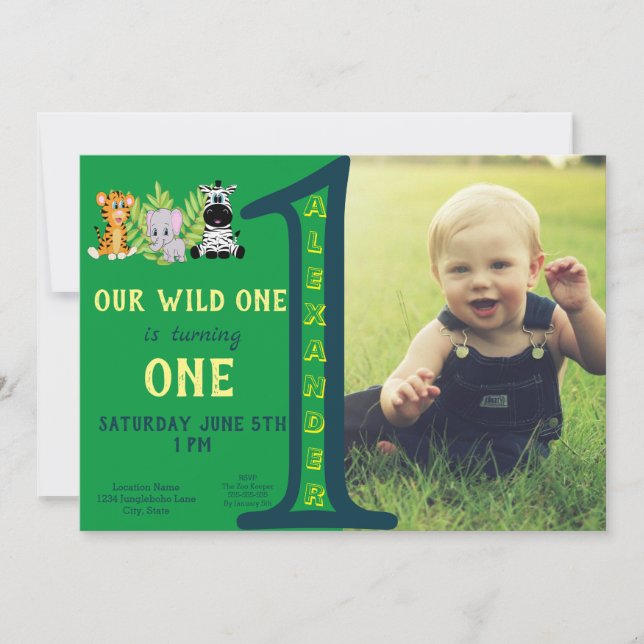 Invitation Wild One 1st Birthday Boy Photo (Devant)