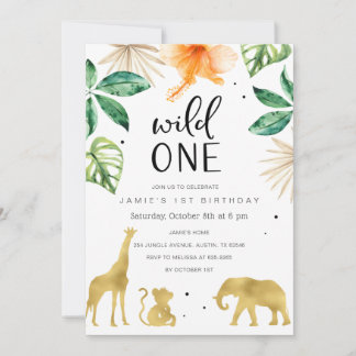 Invitation Wild One 1st Birthday Invitation, Safari Jungle