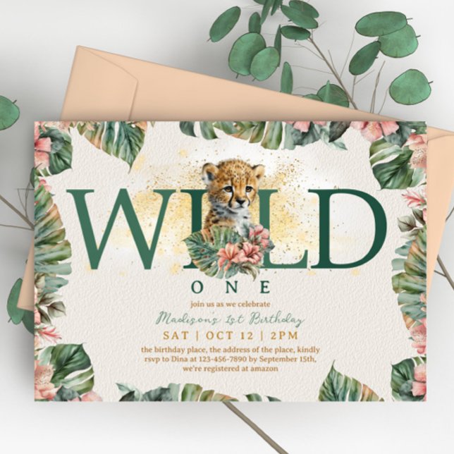 Invitation Wild One Animal Guepard Baby Boy 1er anniversaire (Créateur téléchargé)