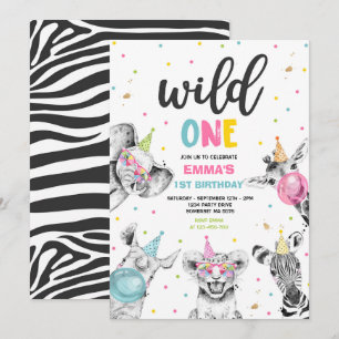 Invitation Wild One Anniversaire Gold Safari Jungle Animation