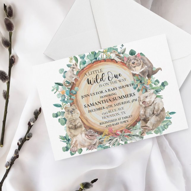 Invitation Wild One Australian Animal mite Baby shower (Créateur téléchargé)