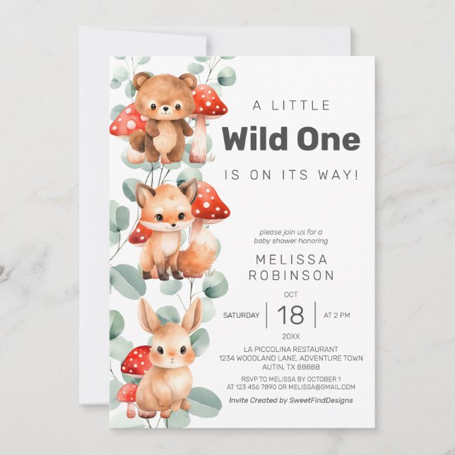 Invitation Wild One Baby Boy Douche (Devant)
