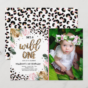 Invitation Wild One Birthday Empreinte de léopard Wild Jungle