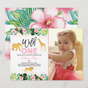 Invitation Wild One Birthday Jungle Animals Party