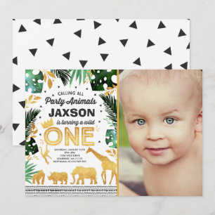 Invitation Wild One Birthday Jungle Animals Party