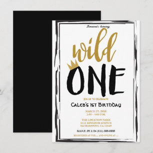Invitation Wild One Black + Gold Photo 1 1er anniversaire