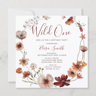 Invitation Wild One Boho Automne Fleur sauvage fête d'anniver