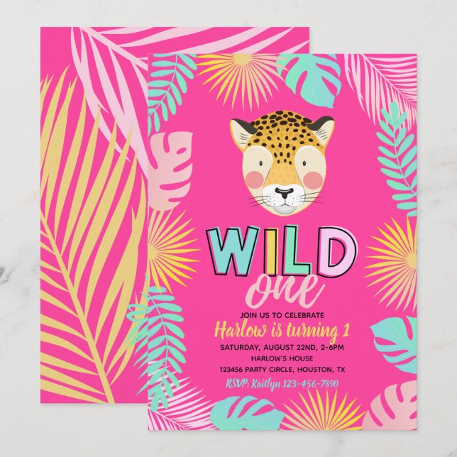 Invitation Wild One Cheetah | Invitation de Cheeta (Devant / Derrière)
