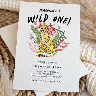 Invitation Wild One Cheetah Kids Birthday Party