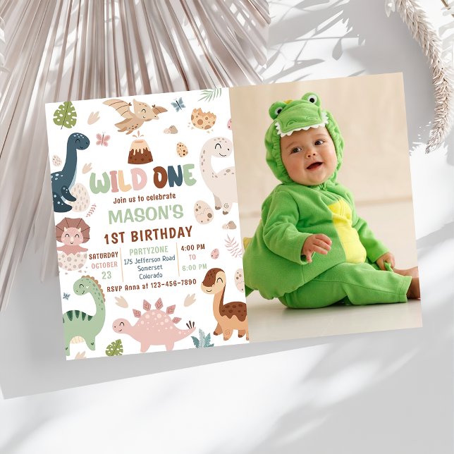 Invitation Wild One Cute Dinosaur 1er anniversaire de fête Ph (Créateur téléchargé)