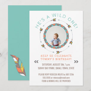 Invitation Wild One First Birthday Party Boy  Flèches tribale